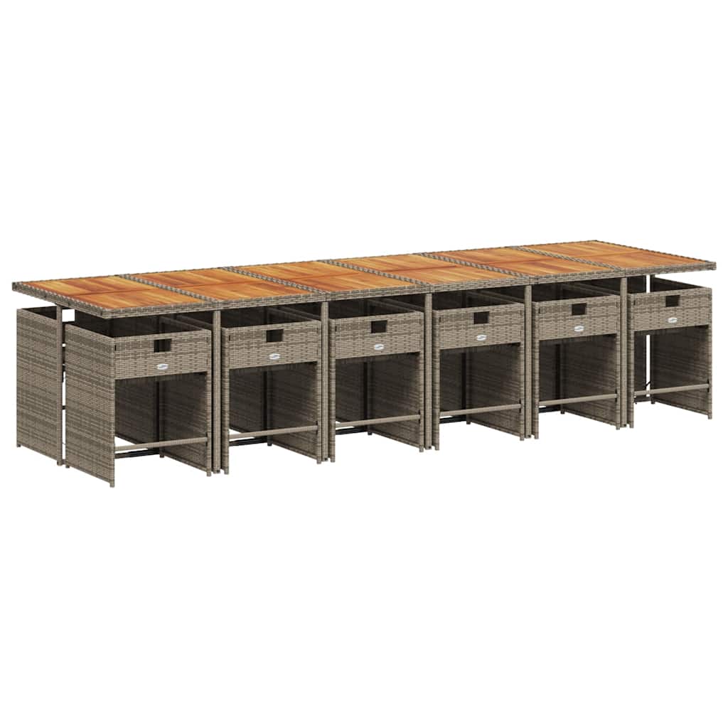 Set da Pranzo da Giardino 13pz con Cuscini Grigio in Polyrattan | homemem39