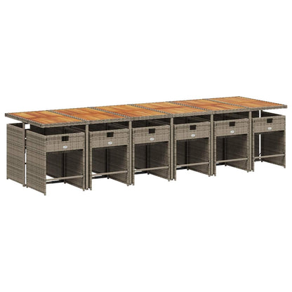 Set da Pranzo da Giardino 13pz con Cuscini Grigio in Polyrattan | homemem39