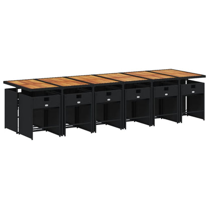 Set da Pranzo da Giardino 13pz con Cuscini Nero in Polyrattan | homemem39