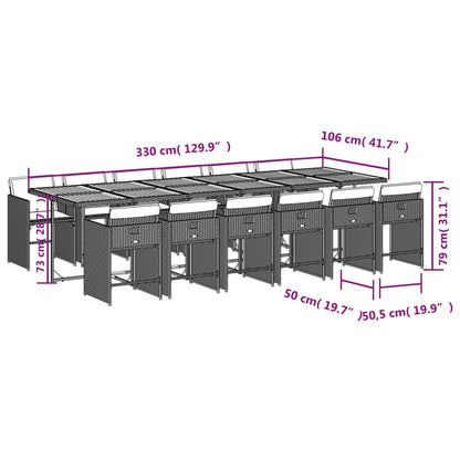 Set da Pranzo da Giardino 13pz con Cuscini Nero in Polyrattan | homemem39