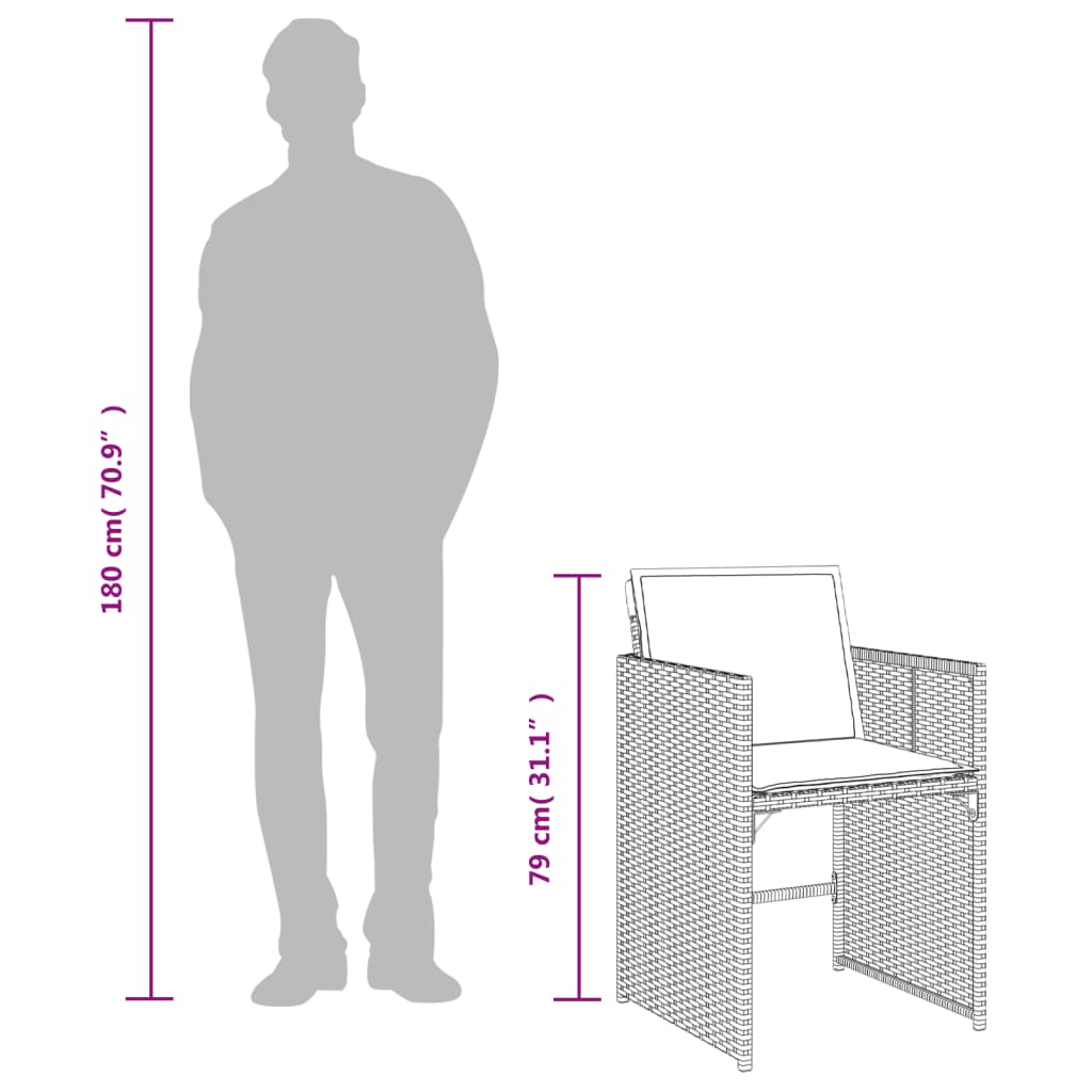 Set da Pranzo da Giardino 13pz con Cuscini Nero in Polyrattan | homemem39