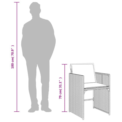 Set da Pranzo da Giardino 13pz con Cuscini Nero in Polyrattan | homemem39