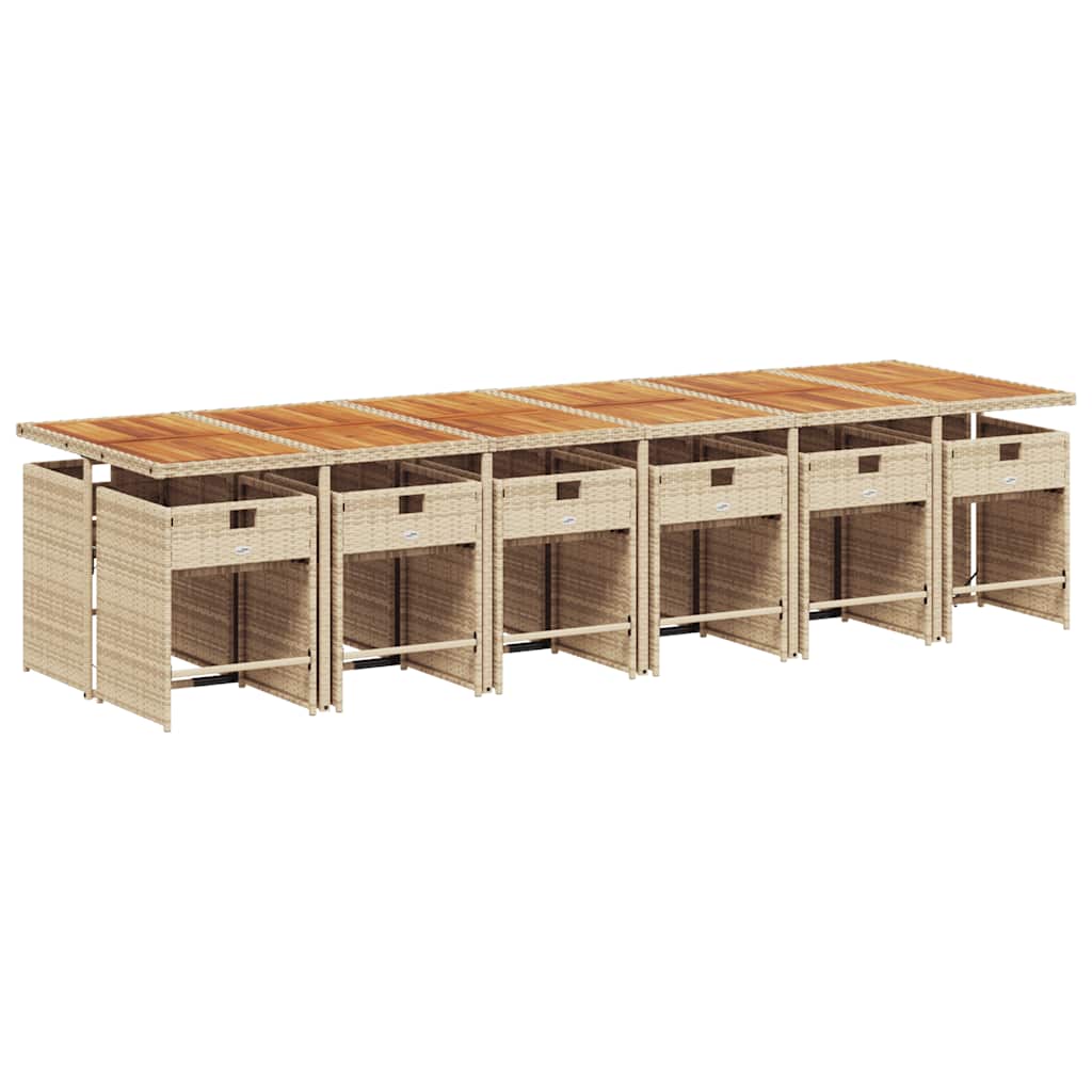Set da Pranzo da Giardino 13 pz con Cuscini Beige in Polyrattan | homemem39