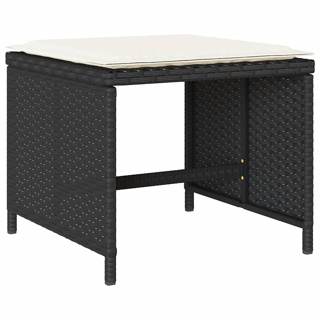 Set da Pranzo da Giardino 9 pz con Cuscini Nero in Polyrattan | homemem39