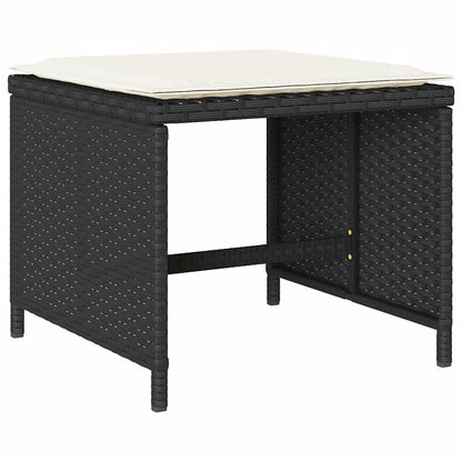 Set da Pranzo da Giardino 9 pz con Cuscini Nero in Polyrattan | homemem39