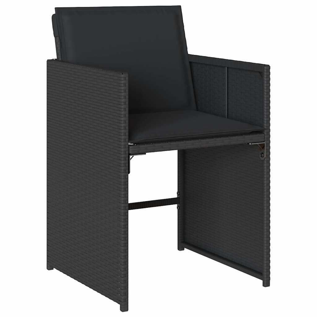 Set da Pranzo da Giardino 9 pz con Cuscini Nero in Polyrattan | homemem39