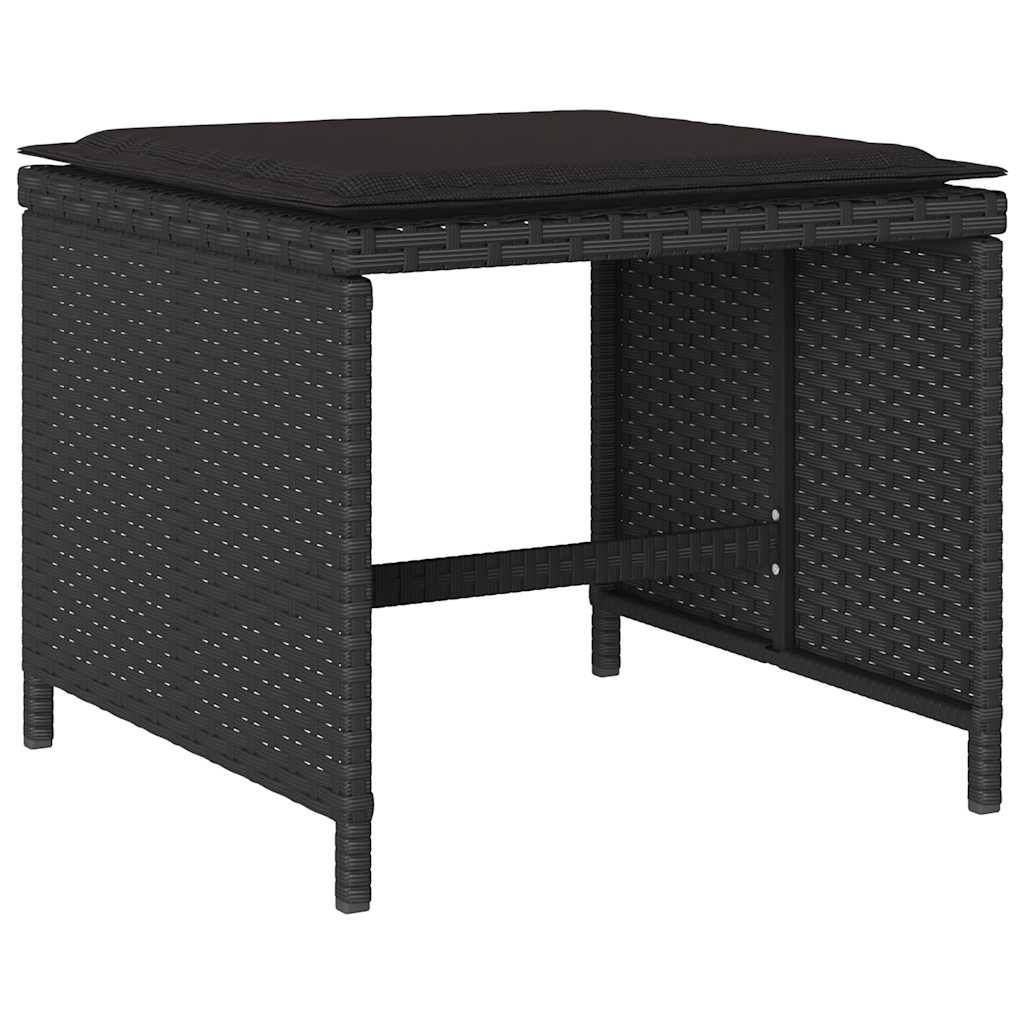 Set da Pranzo da Giardino 9 pz con Cuscini Nero in Polyrattan | homemem39