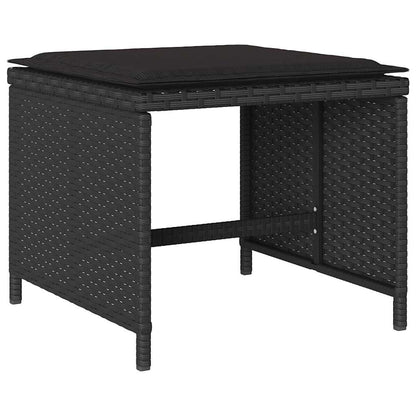 Set da Pranzo da Giardino 9 pz con Cuscini Nero in Polyrattan | homemem39