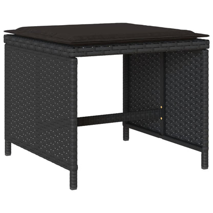 Set da Pranzo da Giardino 9 pz con Cuscini Nero in Polyrattan - homemem39