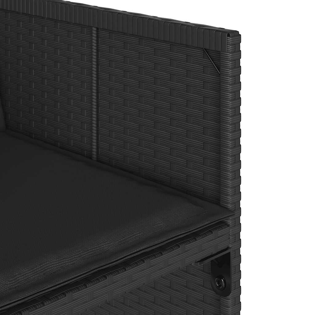 Set da Pranzo da Giardino 9 pz con Cuscini Nero in Polyrattan | homemem39
