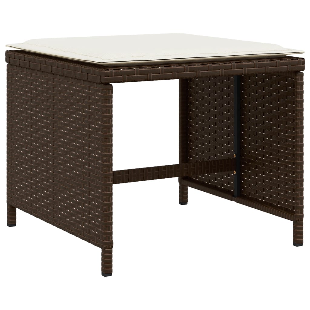 Set da Pranzo da Giardino 9pz con Cuscini Marrone in Polyrattan - homemem39