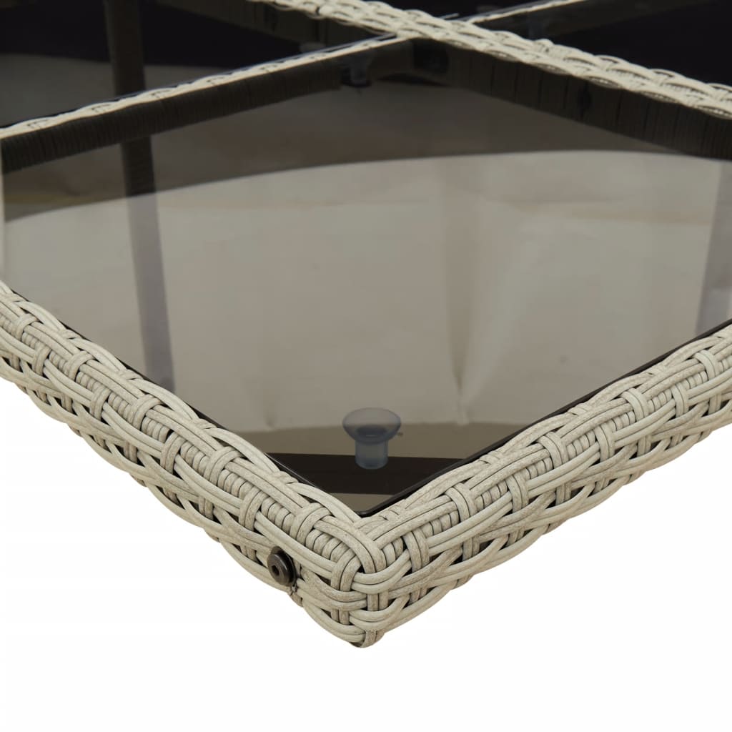 Set Pranzo da Giardino 9pz con Cuscini Grigio Chiaro Polyrattan - homemem39