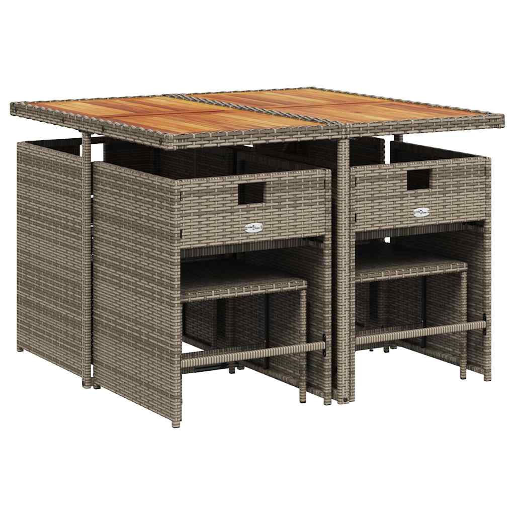 Set da Pranzo da Giardino 9 pz con Cuscini in Polyrattan Grigio | homemem39