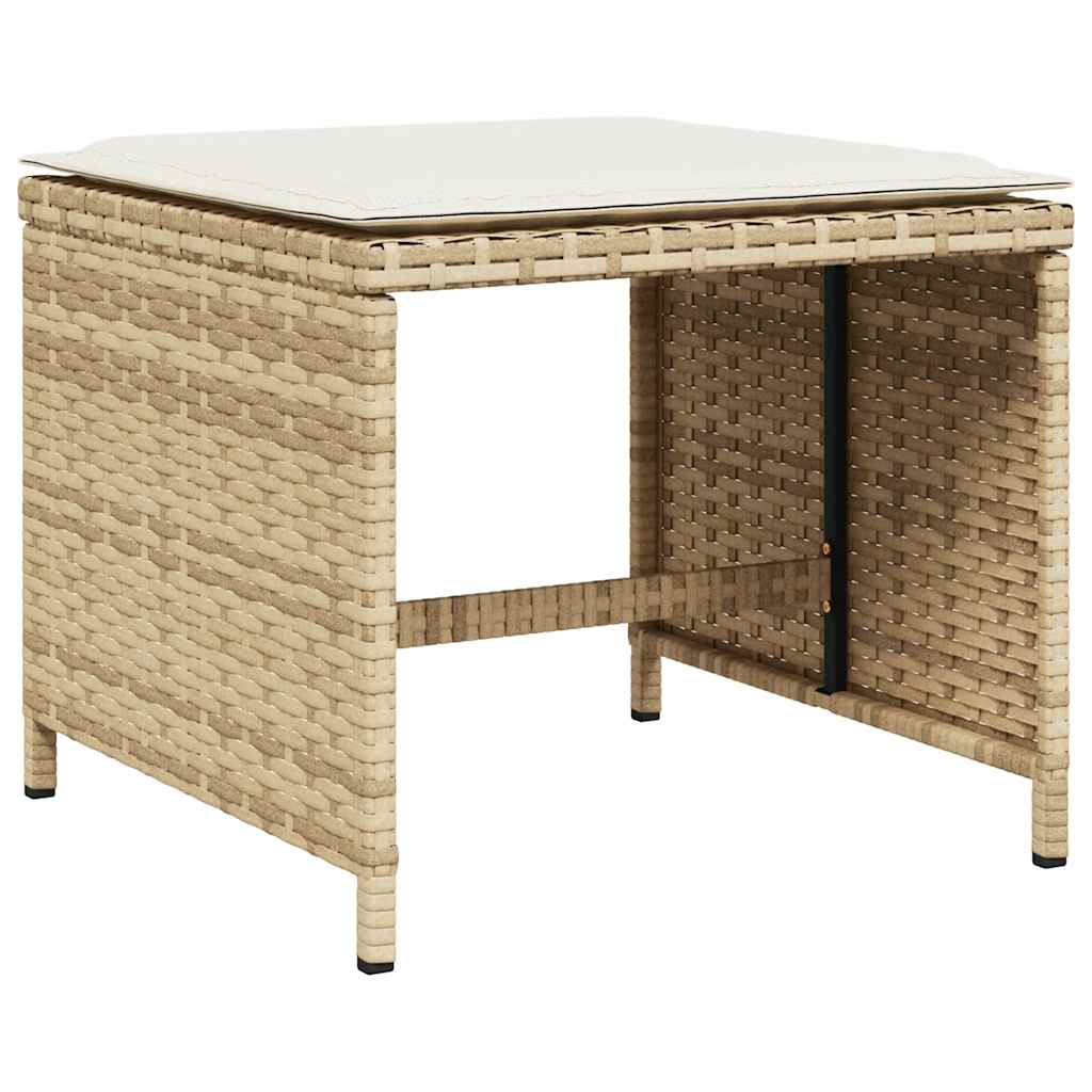 Set da Pranzo da Giardino 9 pz con Cuscini Beige in Polyrattan | homemem39