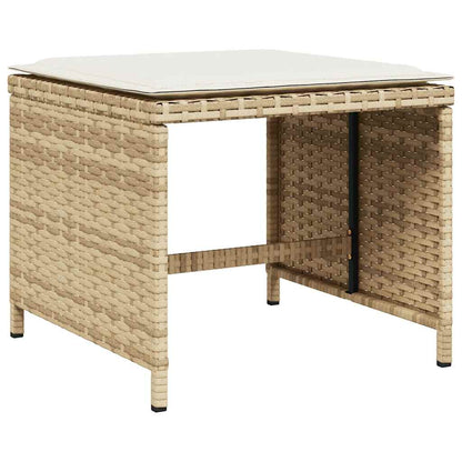 Set da Pranzo da Giardino 9 pz con Cuscini Beige in Polyrattan | homemem39