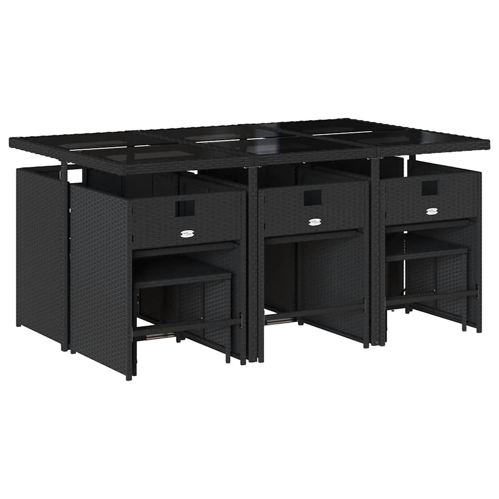 Set da Pranzo da Giardino 11 pz con Cuscini in Polyrattan Nero | homemem39