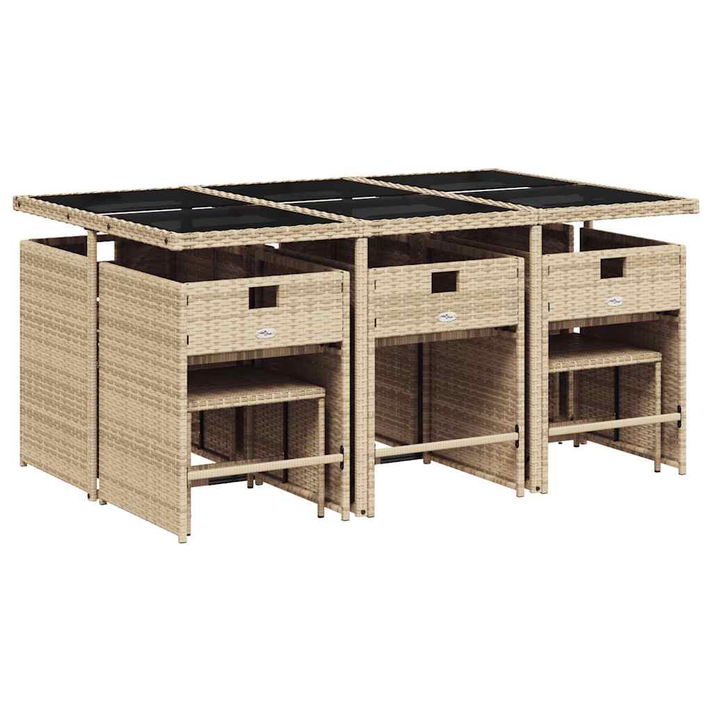 Set Pranzo da Giardino 11 pz con Cuscini Beige Misto Polyrattan | homemem39