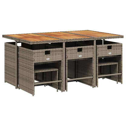 Set da Pranzo da Giardino 11pz con Cuscini in Polyrattan Grigio | homemem39