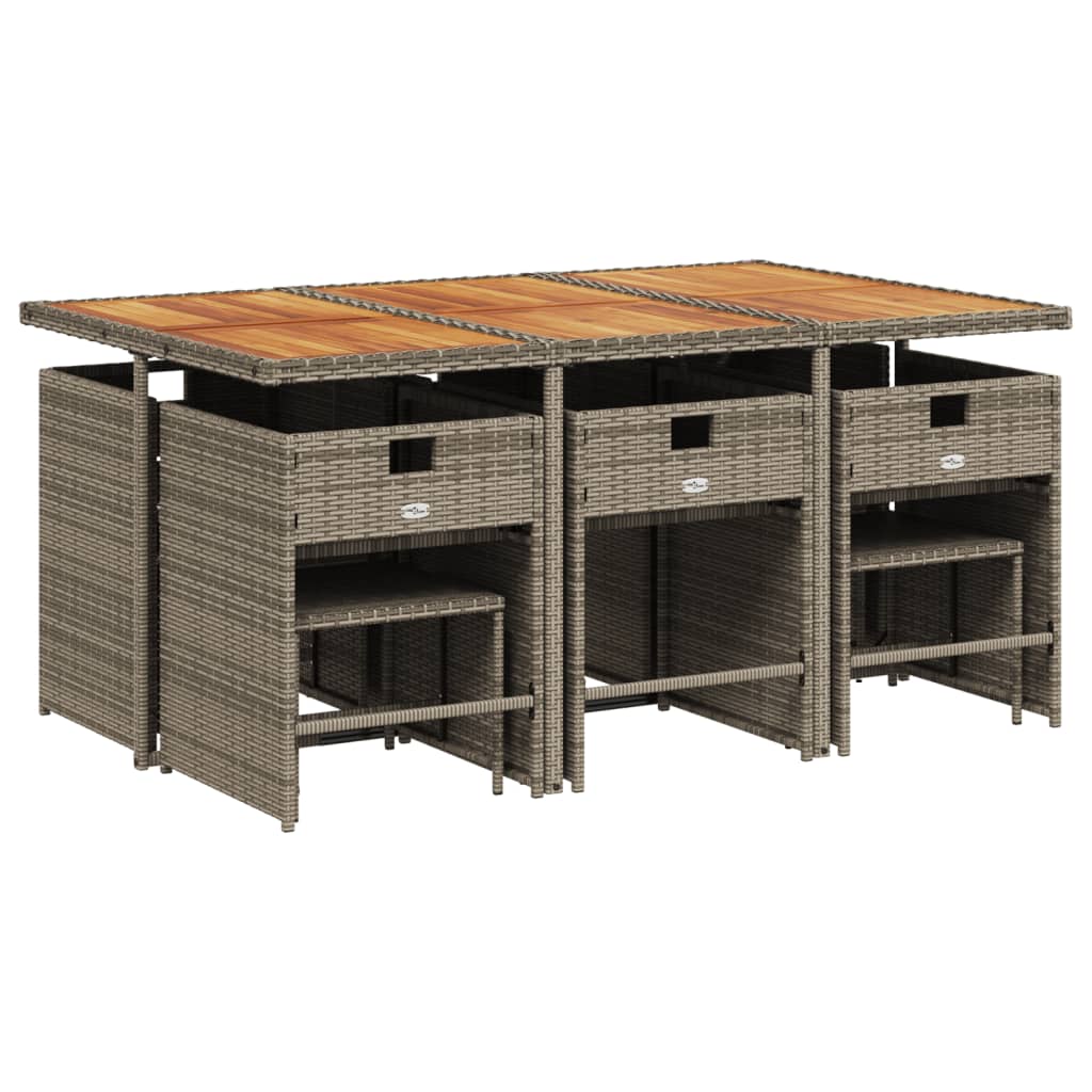 Set da Pranzo da Giardino 11pz con Cuscini in Polyrattan Grigio - homemem39