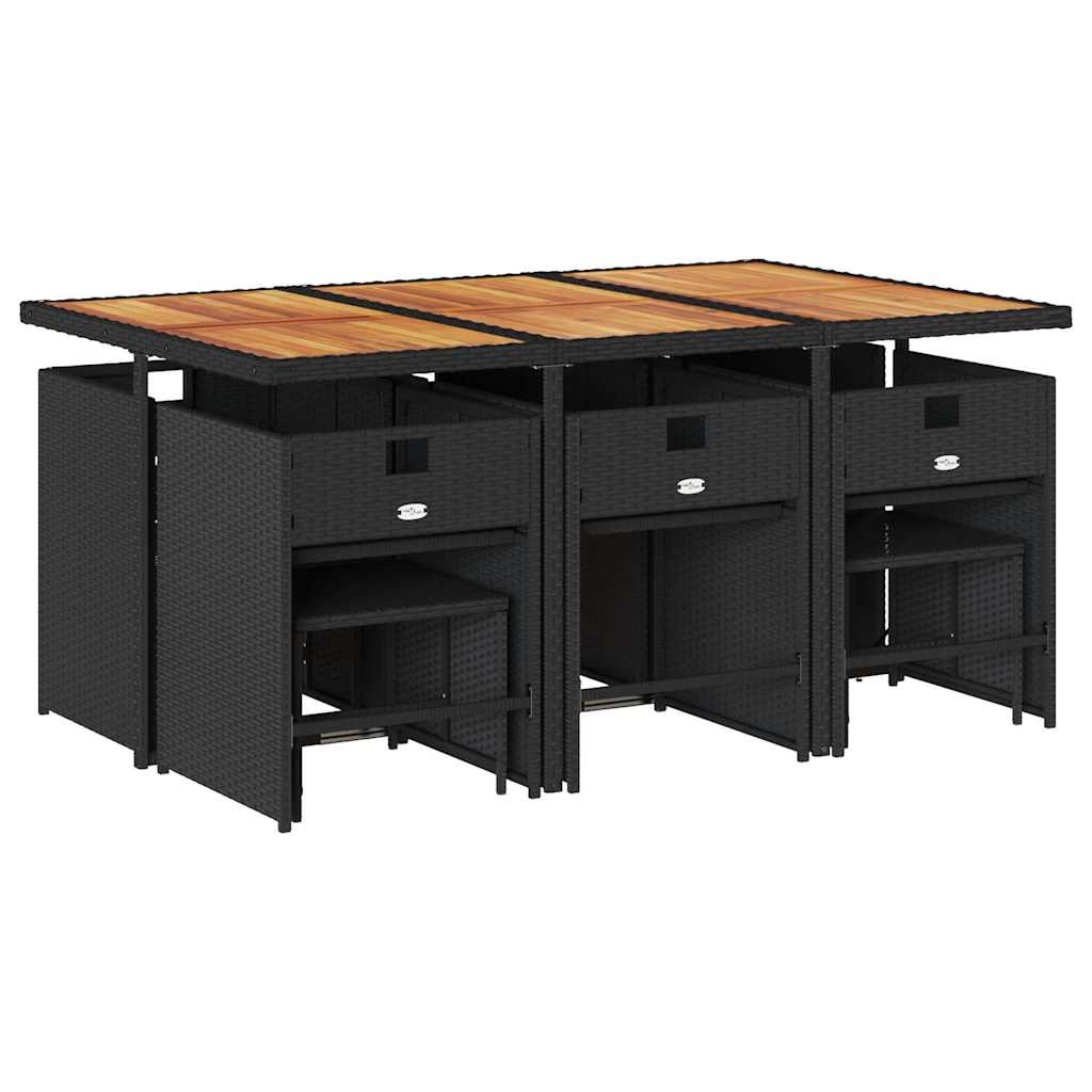 Set da Pranzo da Giardino 11 pz con Cuscini in Polyrattan Nero | homemem39