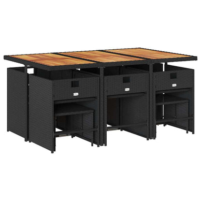 Set da Pranzo da Giardino 11 pz con Cuscini in Polyrattan Nero | homemem39
