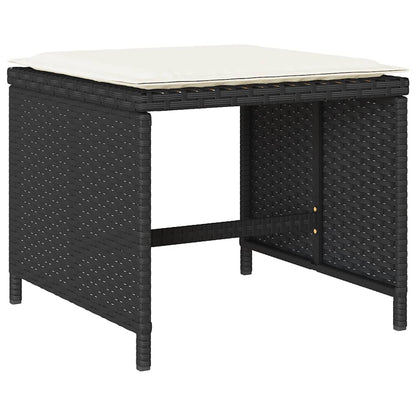 Set da Pranzo da Giardino 11 pz con Cuscini in Polyrattan Nero | homemem39
