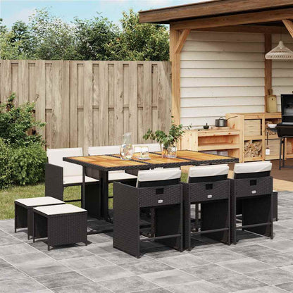 Set da Pranzo da Giardino 11 pz con Cuscini in Polyrattan Nero | homemem39