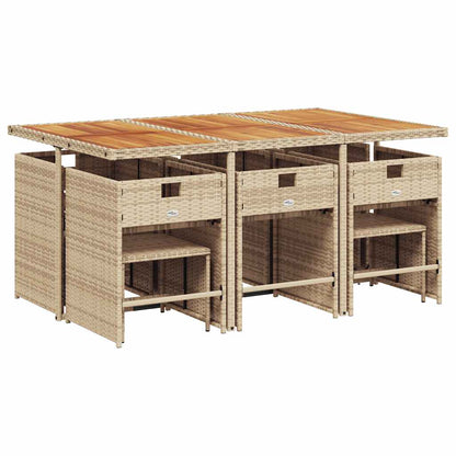Set da Pranzo da Giardino 11 pz con Cuscini Beige in Polyrattan | homemem39