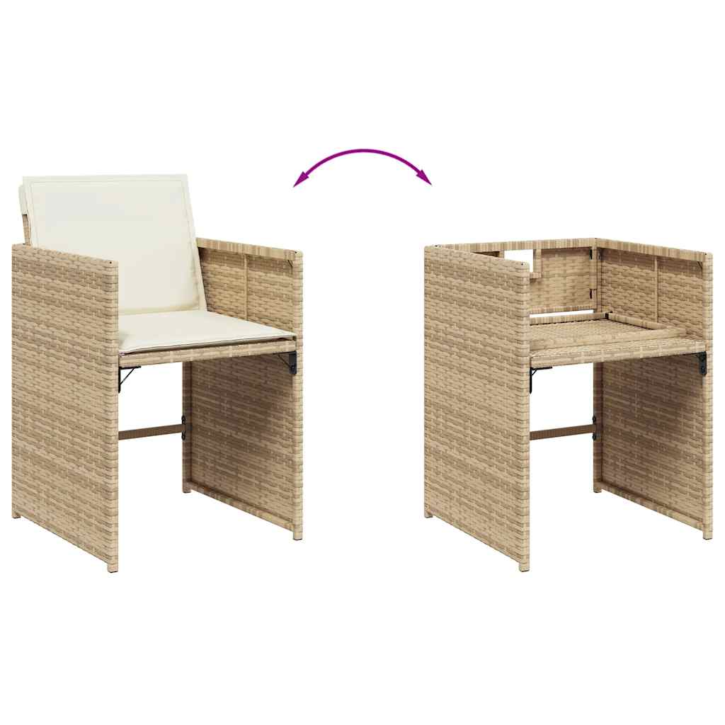Set da Pranzo da Giardino 11 pz con Cuscini Beige in Polyrattan | homemem39