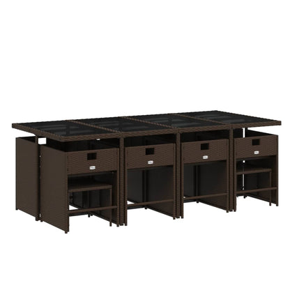 Set da Pranzo da Giardino 13pz con Cuscini Marrone Polyrattan - homemem39