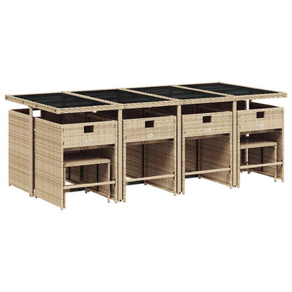 Set Pranzo da Giardino 13 pz con Cuscini Beige Misto Polyrattan | homemem39
