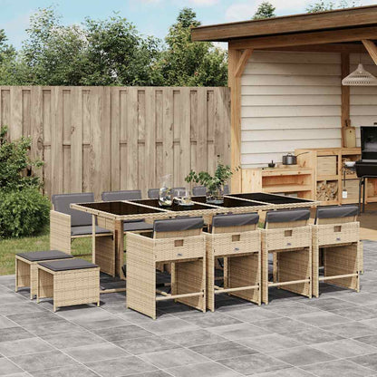 Set Pranzo da Giardino 13 pz con Cuscini Beige Misto Polyrattan | homemem39