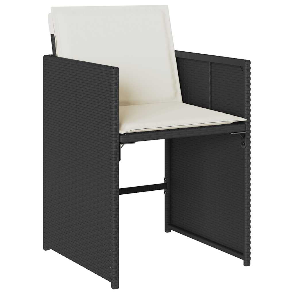 Set da Pranzo da Giardino 13pz con Cuscini Nero in Polyrattan | homemem39