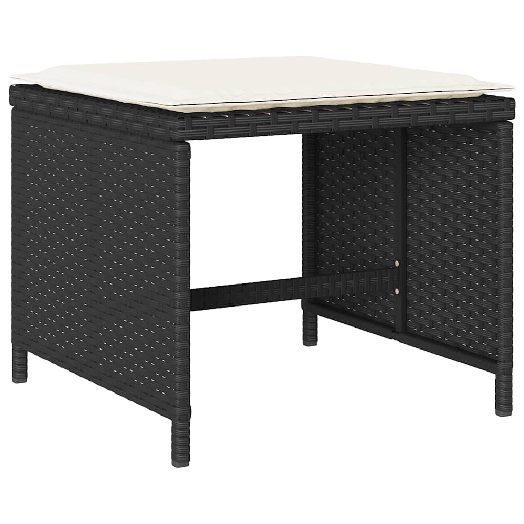 Set da Pranzo da Giardino 13pz con Cuscini Nero in Polyrattan | homemem39