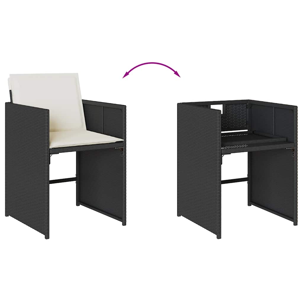 Set da Pranzo da Giardino 13pz con Cuscini Nero in Polyrattan | homemem39