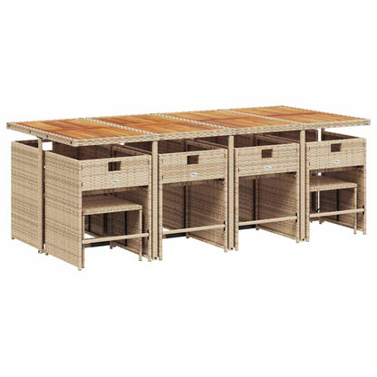 Set da Pranzo da Giardino 13 pz con Cuscini Beige in Polyrattan | homemem39
