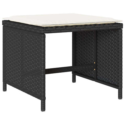 Set da Pranzo da Giardino 15 pz con Cuscini Nero in Polyrattan | homemem39