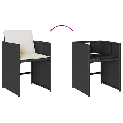 Set da Pranzo da Giardino 15 pz con Cuscini Nero in Polyrattan | homemem39