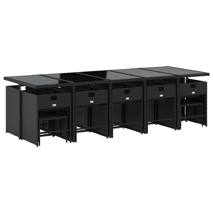 Set da Pranzo da Giardino 15 pz con Cuscini Nero in Polyrattan | homemem39
