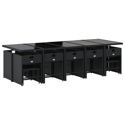 Set da Pranzo da Giardino 15 pz con Cuscini Nero in Polyrattan - homemem39