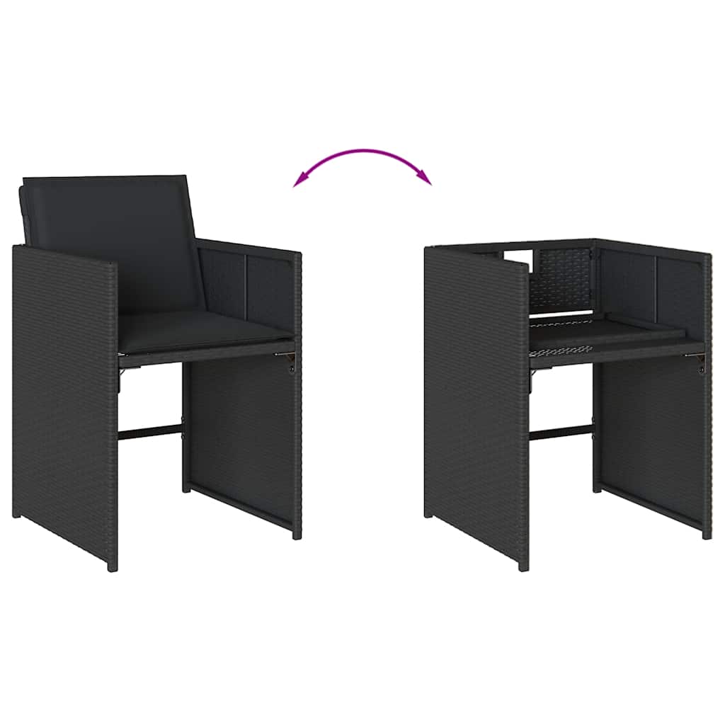 Set da Pranzo da Giardino 15 pz con Cuscini Nero in Polyrattan | homemem39