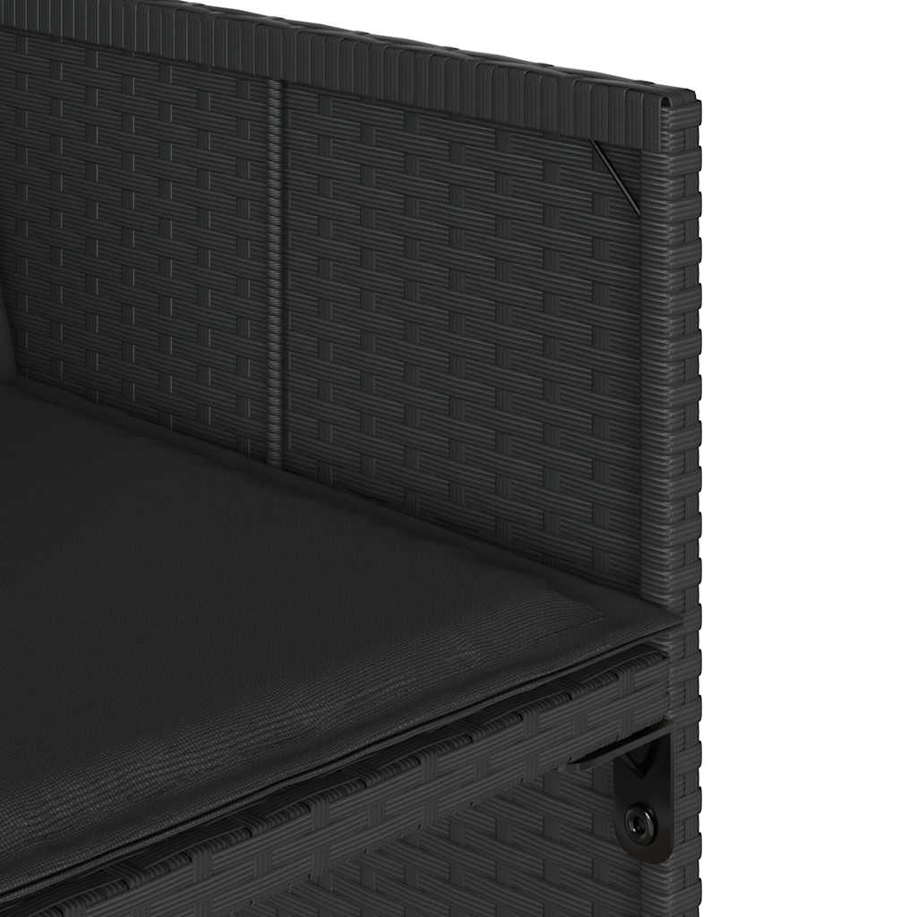 Set da Pranzo da Giardino 15 pz con Cuscini Nero in Polyrattan | homemem39