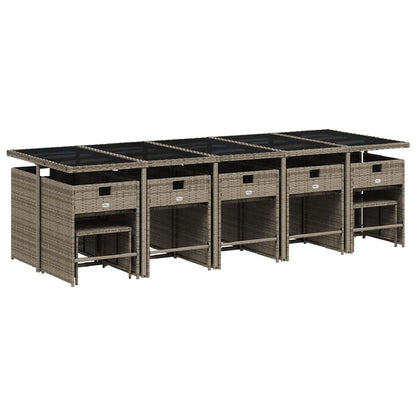 Set da Pranzo da Giardino 15 pz con Cuscini Grigio Polyrattan | homemem39