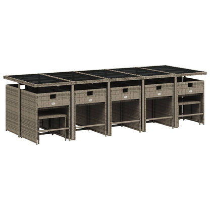 Set da Pranzo da Giardino 15 pz con Cuscini Grigio Polyrattan - homemem39