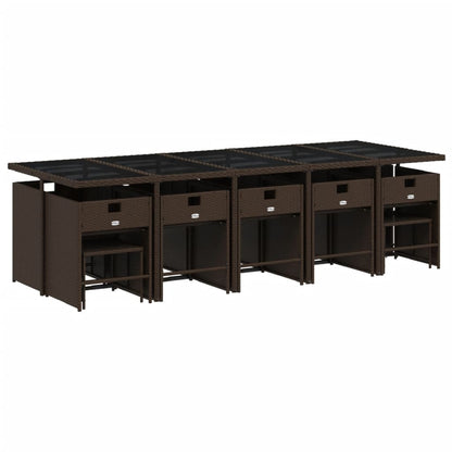 Set da Pranzo da Giardino 15 pz con Cuscini Marrone Polyrattan - homemem39