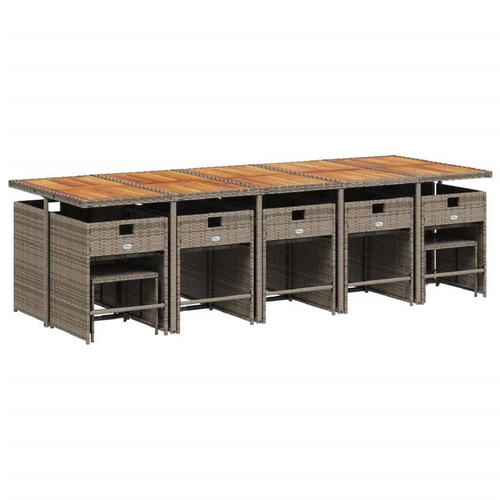 Set da Pranzo da Giardino 15 pz con Cuscini Grigio Polyrattan - homemem39