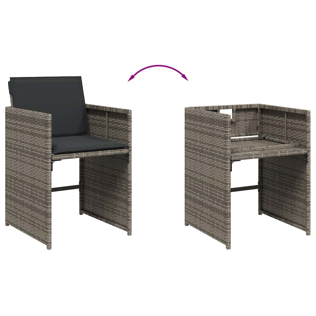 Set da Pranzo da Giardino 15 pz con Cuscini Grigio Polyrattan | homemem39