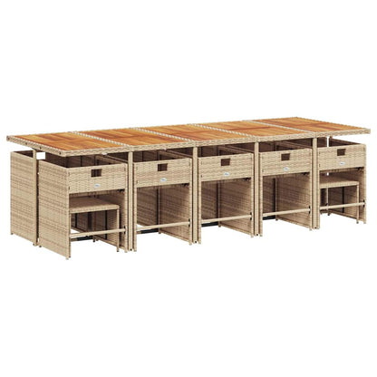 Set da Pranzo da Giardino 15 pz con Cuscini Beige in Polyrattan | homemem39