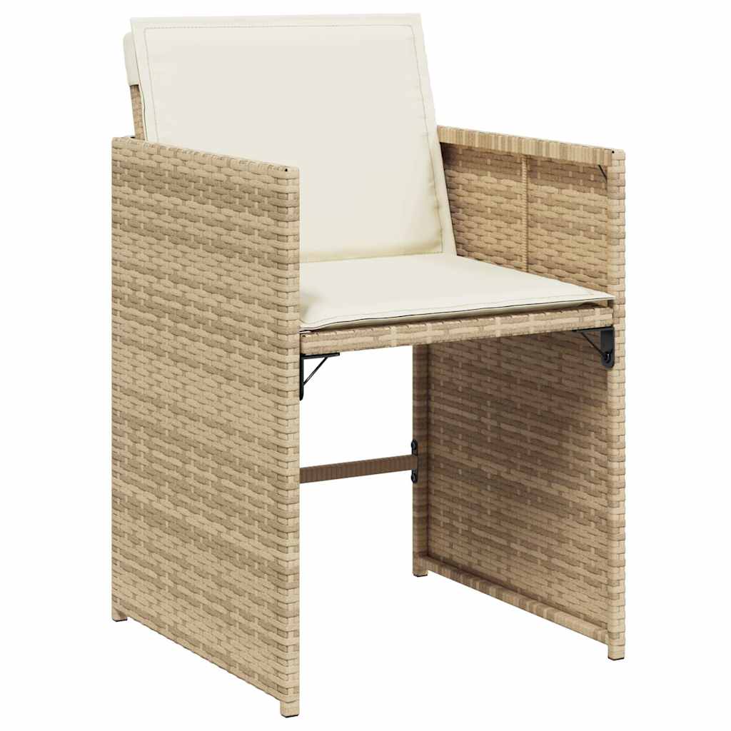 Set da Pranzo da Giardino 15 pz con Cuscini Beige in Polyrattan | homemem39