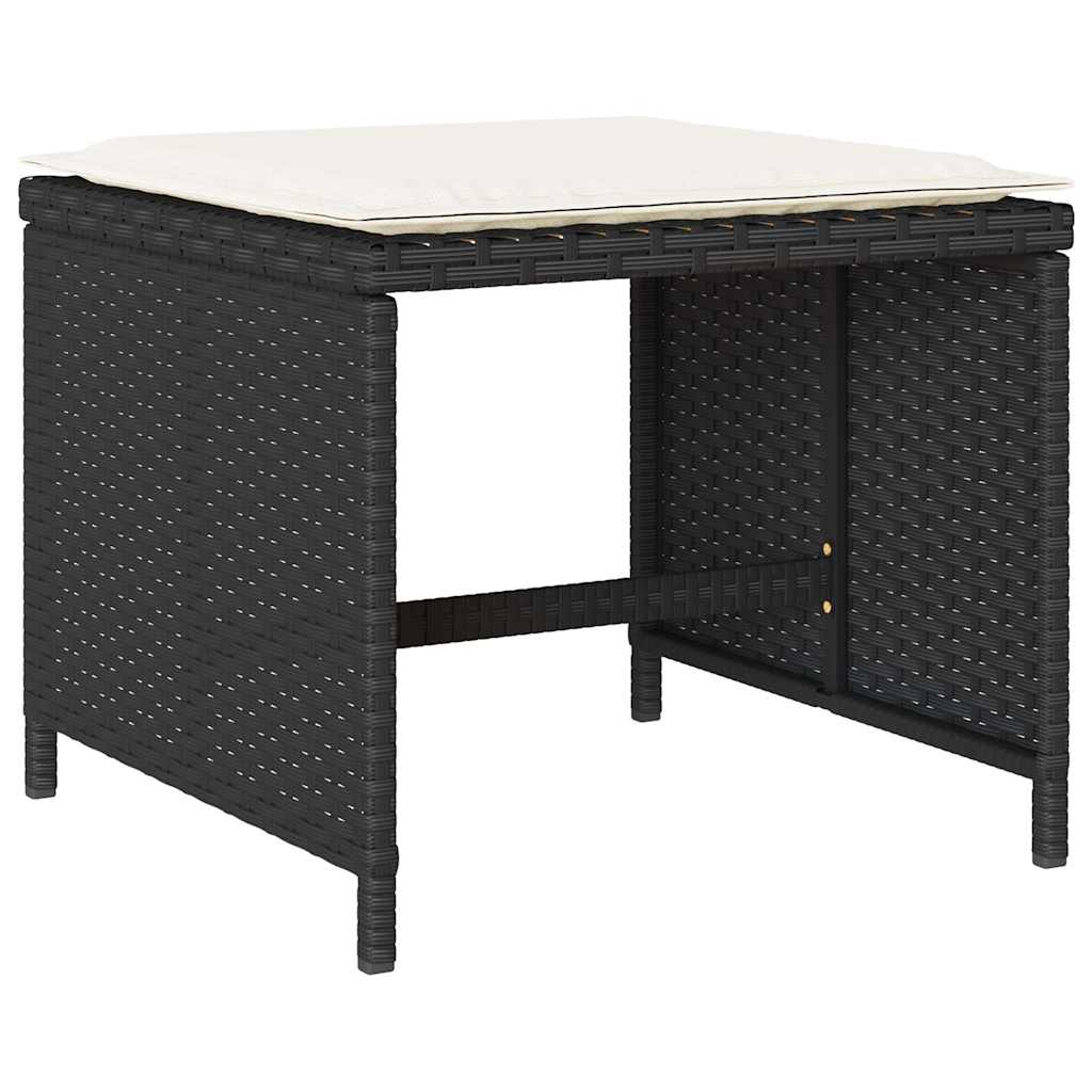Set da Pranzo da Giardino 17 pz con Cuscini Nero in Polyrattan | homemem39